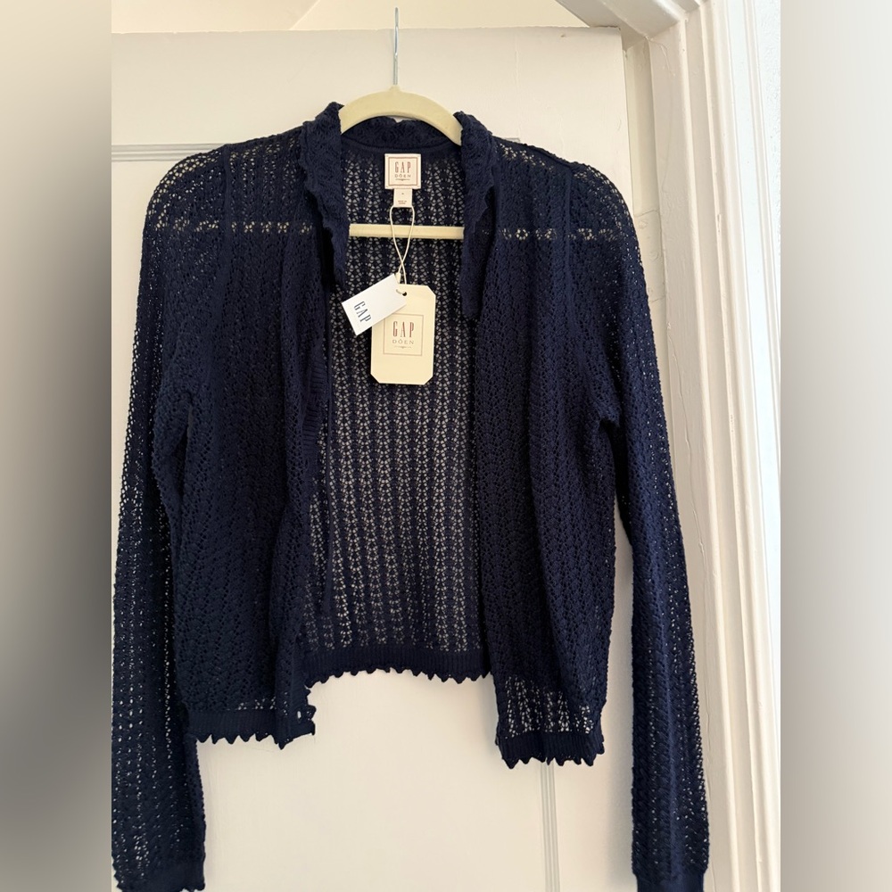 GAP Women's Navy Open-Knit Cardigan